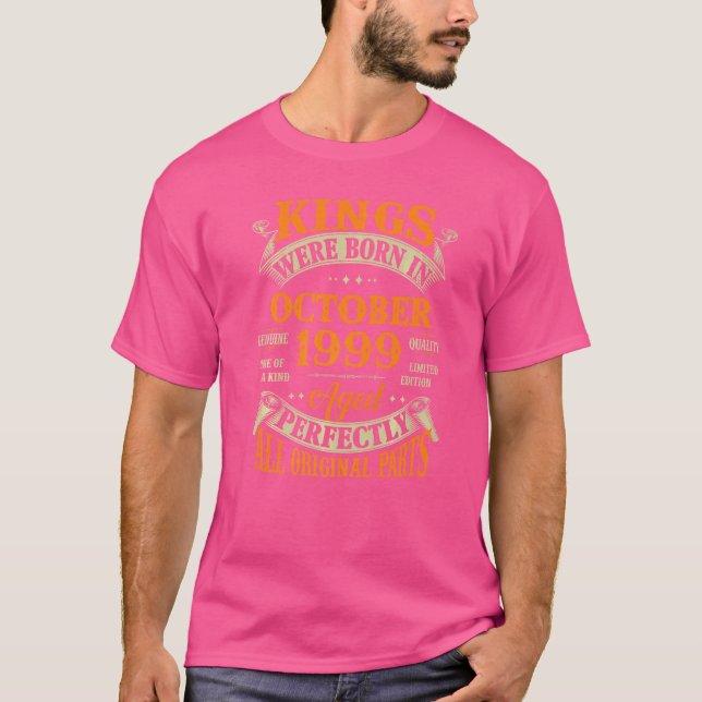 Mens 23rd Birthday  Kings Born In October 1999 23  T-Shirt (Front)
