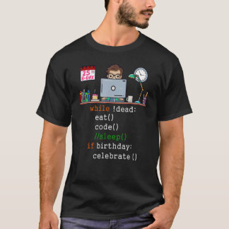 Mens 25th Birthday I Software Engineer & Coder I E T-Shirt