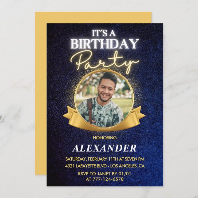 Mens 26th birthday invitations  Elegant Chic (Front/Back)