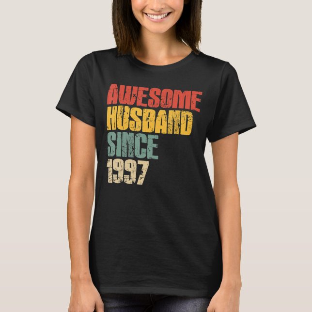 Mens 26th Wedding Anniversary for Him Awesome Husb T-Shirt (Front)