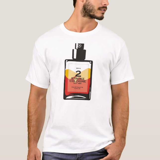 "Men's 2 Stroke Cologne" White Sledders.com Shirt (Front)
