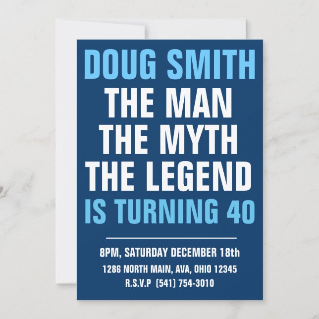 Mens 30th/40th/50th/60th Birthday Party Invitation (Front)