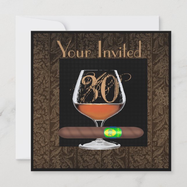 MENS 30th Birthday INVITATIONS COGNAC TEMPLATE (Front)