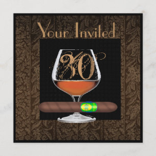 MENS 30th Birthday INVITATIONS COGNAC TEMPLATE