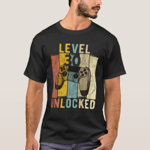 Mens 30th Birthday Level 30 Unlocked Video Gamer T-Shirt