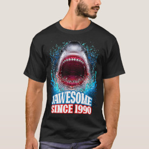 Mens 32nd Birthday Jawesome Since 1990 Shark 32 Ye T-Shirt