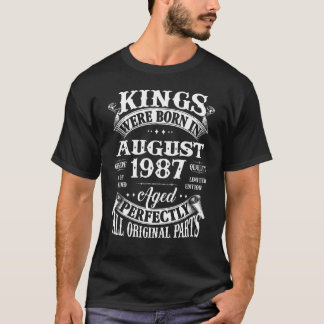 Mens 35th Birthday For Kings Born In August 1987 3 T-Shirt