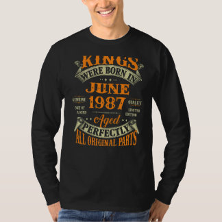 Mens 35th Birthday  For Kings Born In June 1987 35 T-Shirt