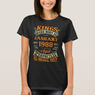 Mens 35th Birthday   Kings Born In January 1988 35 T-Shirt