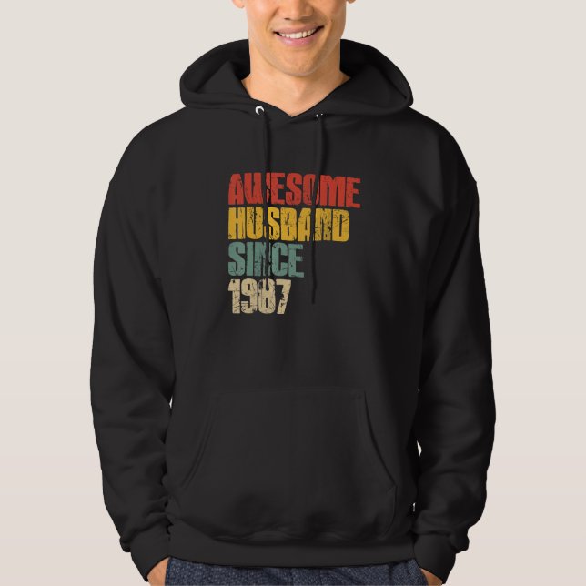 Mens 36th Wedding Anniversary for Him Awesome Husb Hoodie (Front)