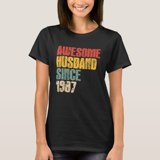 Mens 36th Wedding Anniversary for Him Awesome Husb T-Shirt (Front)