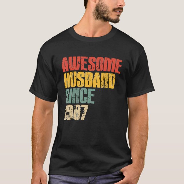 Mens 36th Wedding Anniversary for Him Awesome Husb T-Shirt (Front)