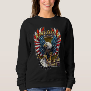 Mens 4th Of July American Flag Eagle Makes Merica  Sweatshirt