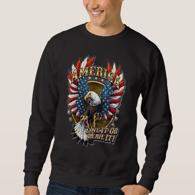 Mens 4th Of July American Flag Eagle Makes Merica  Sweatshirt (Front)