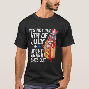 Mens  4th Of July Hot Dog Wiener Comes Out Adult H T-Shirt