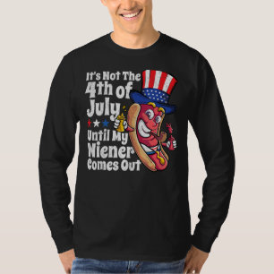 Mens 4th Of July Hot Dog Wiener Comes Out Adult Hu T-Shirt