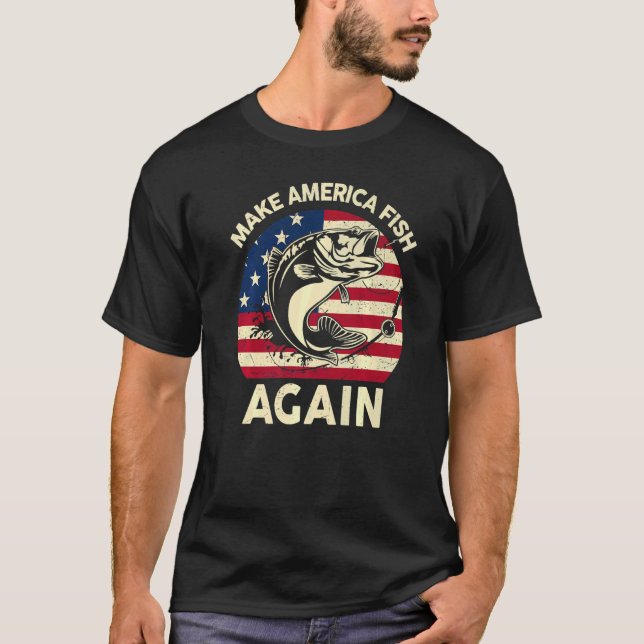 Mens 4th Of July  Make America Fishing Again Reel  T-Shirt (Front)