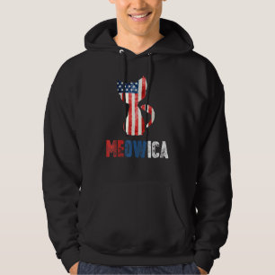 Mens 4th Of July Meowica Cat Patriotic American Fl Hoodie