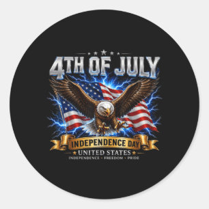 Mens 4th Of July Shirt Men Patriotic Freedom Classic Round Sticker