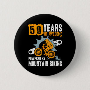 Mens 50th Birthday 50 Years Of Awesome Mountain Bi 6 Cm Round Badge