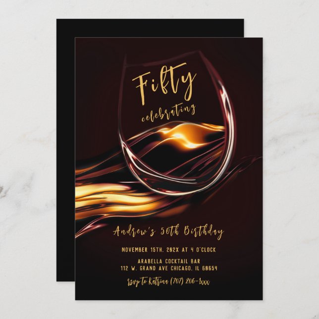 Mens 50th Birthday Invitation (Front/Back)