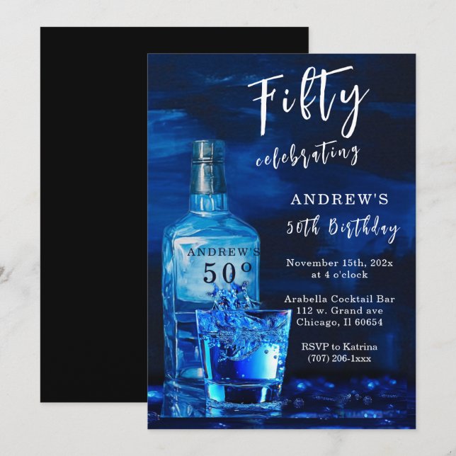 Mens 50th Birthday Invitation (Front/Back)