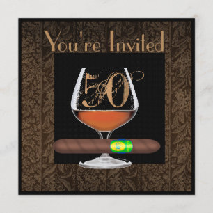 MENS 50th Birthday INVITATIONS COGNAC TEMPLATE