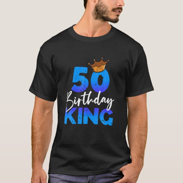 Mens 50Th Birthday King Crown Gift For Him Fiftiet T-Shirt (Front)