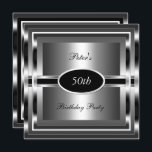 Mens  50th Birthday Party Black  Silver Invitation<br><div class="desc">Invite 50th Birthday Party Black  Silver Mens Birthday Party</div>