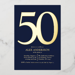 Men's 50th Birthday Party Foil Invitation