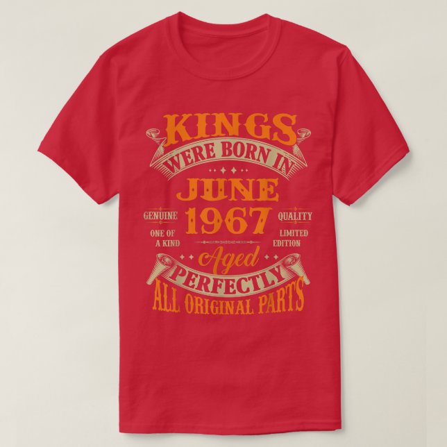 Mens 55th Birthday Gift For Kings Born In June 196 T-Shirt (Design Front)