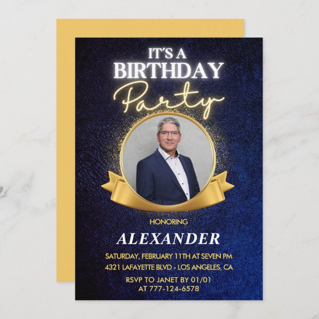Mens 57th birthday invitations  Elegant Chic (Front/Back)