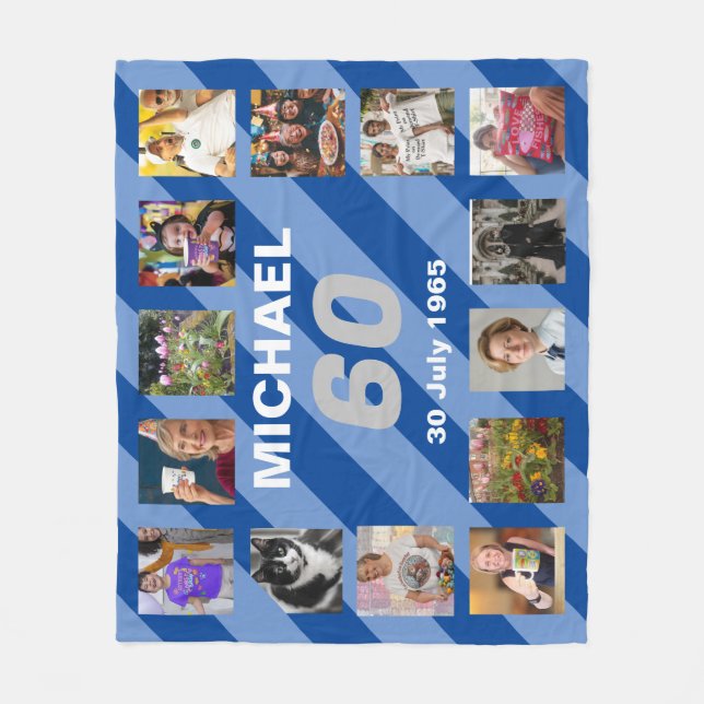 Mens 60th birthday 60 years old sixtieth gift fleece blanket (Front)