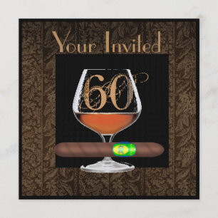 MENS 60th Birthday INVITATIONS COGNAC TEMPLATE