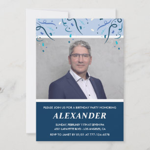 Mens 60th birthday invitations Photo Navy Blue