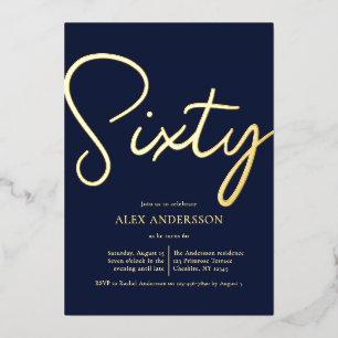 Men's 60th Birthday Party Foil Invitation