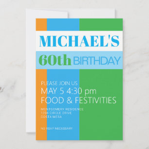 Mens 60th Birthday Party Invitation