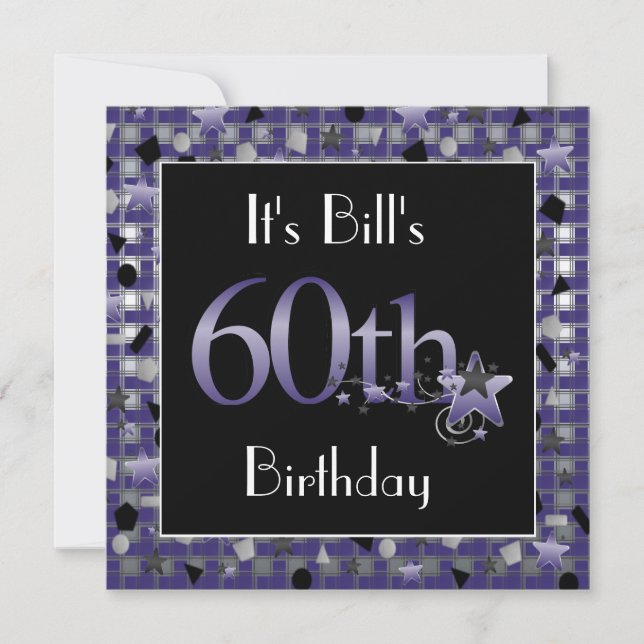 MeN'S 60th Birthday Party Invitation Personalised (Front)