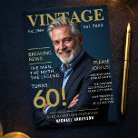 Mens 60th Birthday - Vintage Gold and Navy Invitation<br><div class="desc">Celebrate a milestone with style using this men's 60th birthday invitation designed to look like a classy magazine cover! Featuring bold gold accents, a navy background, and space for a photo, this design is a showstopper—perfect for honouring a true legend turning sixty. This invitation blends modern layout with a touch...</div>