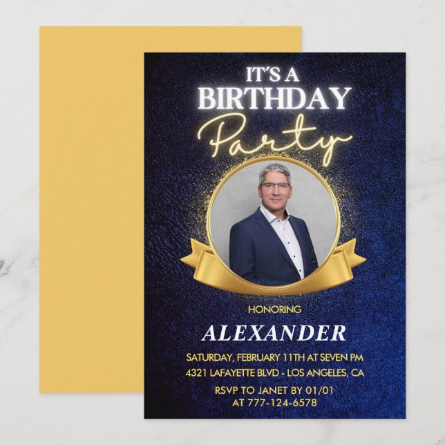 Mens 62nd birthday invitations  Elegant Chic (Front/Back)