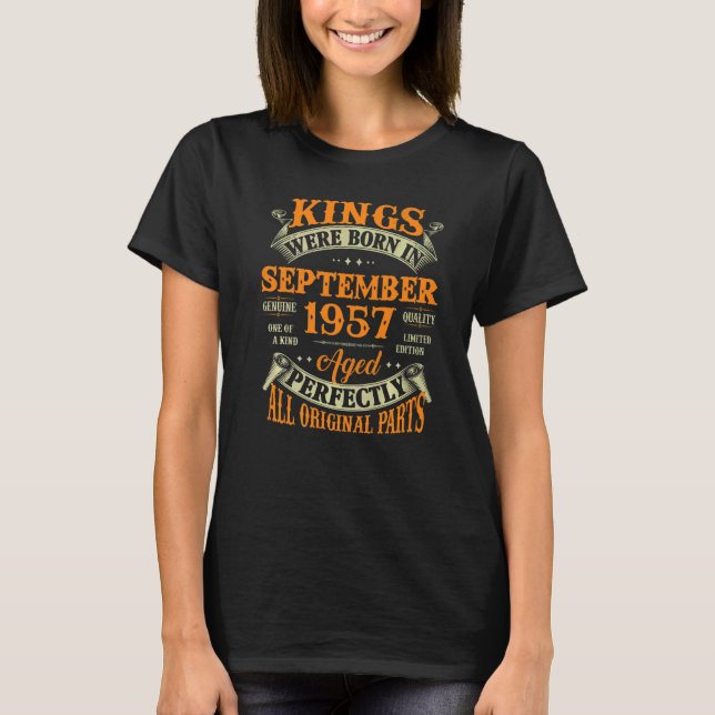 Mens 65th Birthday  Kings Born In September 1957 6 T-Shirt (Front)
