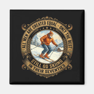 Mens 70th birthday goes skiing vintage skier magnet