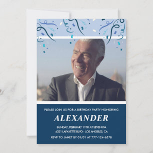 Mens 70th birthday invitations Photo Navy Blue