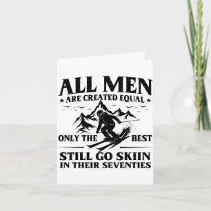 Mens 70th birthday skier men go skiing in card