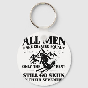 Mens 70th birthday skier men go skiing in key ring