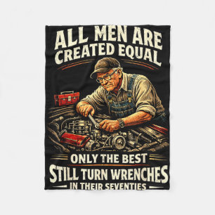 Mens 70th birthday turn wrenches vintage mechanic fleece blanket