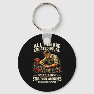 Mens 70th birthday turn wrenches vintage mechanic key ring