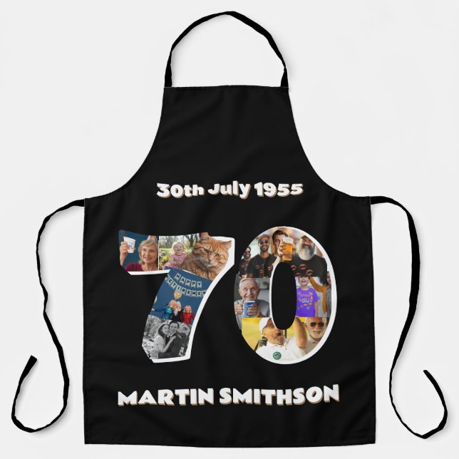 Mens 70th practical kitchen cook 70 years birthday apron (Front)