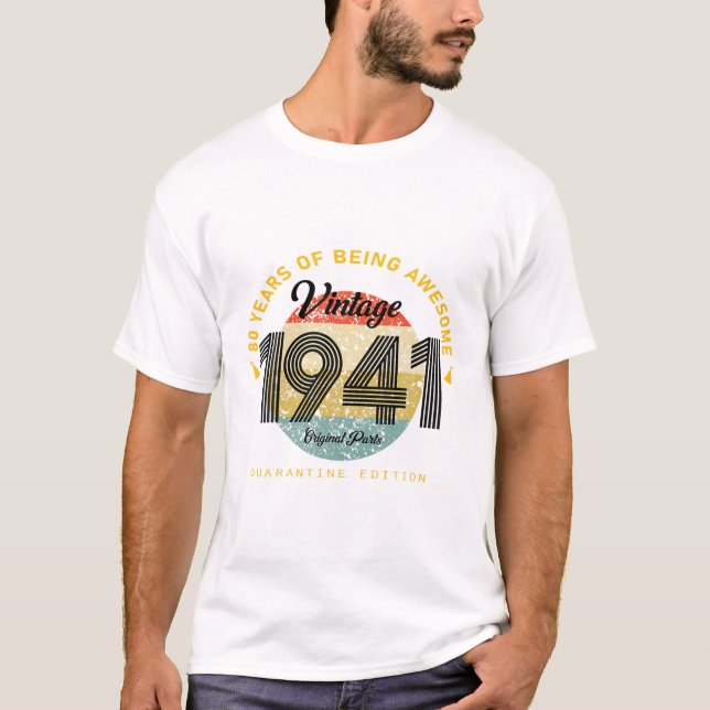 Mens 80 Years Old Gift 80Th Birthday Quarantine 20 T-Shirt (Front)