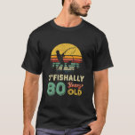 Mens 80th Birthday Fisherman Turning 80 Years Old T-Shirt<br><div class="desc">Mens 80th Birthday Fisherman Turning 80 Years Old Retro Fishing Shirt. Perfect gift for your dad,  mum,  papa,  men,  women,  friend and family members on Thanksgiving Day,  Christmas Day,  Mothers Day,  Fathers Day,  4th of July,  1776 Independant day,  Veterans Day,  Halloween Day,  Patrick's Day</div>